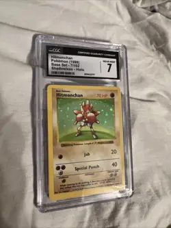 Pokemon TCG Hitmonchan Base Set Holo Shadowless Rare Card 7/102 CGC 7 Near Mint - Image 1