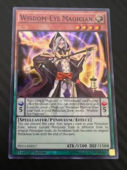 Yugioh Wisdom-Eye Magician PEVO-EN017 Super Rare 1st Ed VLP - Image 1