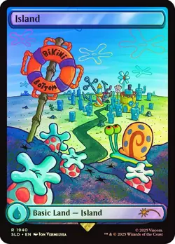 MTG FOIL Island (SpongeBob) Full Art - Secret Lair Drop #1940 - Image 1