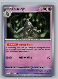 Dusclops (Poke Ball Pattern) 036/131 Common Prismatic Evolutions Pokemon NM - Image 1