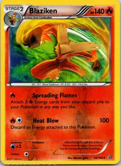Blaziken 28/160 Holo Rare Primal Clash Pokemon Reverse Holo LP - Image 1