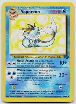 Vaporeon 28/64 Jungle Unlimited Pokemon MP - Image 1