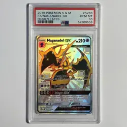 2019 POKEMON SUN & MOON HIDDEN FATES NAGANADEL GX FULL ART #SV63/SV94 PSA 10 - Image 1