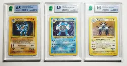 Lots of MNT Graded Base Set Pokemon Cards - Machamp, Poliwrath, Magneton!!! - Image 1