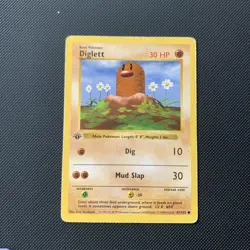 Pokemon DIGLETT Base Set Shadowless 1st Edition Common Card 047/102 Vintage 1999 - Image 1