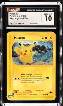 Pokemon Pikachu 84/144 Skyridge Regular Yuka Morii CGC 10 - Image 1