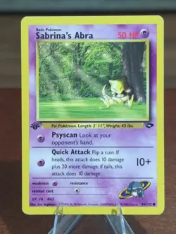 1st Edition Sabrina's Abra 94/132 Gym Challenge Vintage Pokemon - Image 1
