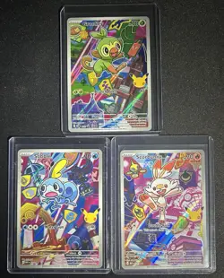 Pokemon TCG MEP Grookey Scorbunny Sobble Holo Full Art 3-Card Lot 052/053/054 - Image 1