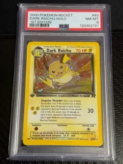 PSA 8 Dark Raichu 1st Edition Team Rocket Holo Rare Pokemon Card #83 NM-MT - Image 1