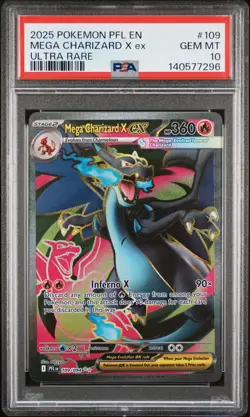 2025 POKEMON PFL EN-PHANTASMAL FLAMES ULTRA RARE #109 MEGA CHARIZARD X EX PSA 10 - Image 1