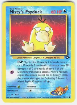 Misty's Psyduck 90/132 Common Gym Challenge Pokemon Unlimited Moderately Played - Image 2
