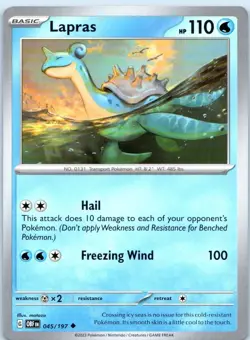 Lapras 045/197 Uncommon Obsidian Flames Pokemon Near Mint - Image 1
