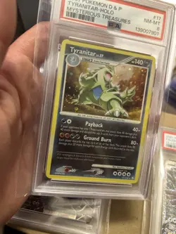 Pokemon 2007 Diamond Pearl Mysterious Treasures TYRANITAR Holo #17 PSA 8 SWIRL - Image 2