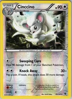 Cinccino 89/124 Uncommon - Pokemon TCG XY: Fates Collide - Reverse Holo (NM) - Image 1