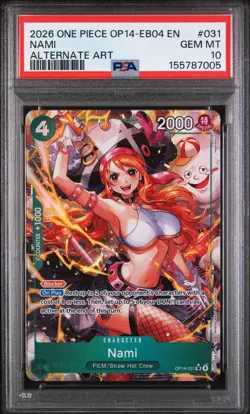 2026 One Piece Nami (Alternate Art) OP14-031 The Azure Sea's Seven Foil PSA 10 - Image 1