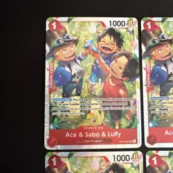 4 One Piece Ace & Sabo & Luffy - Carrying On His Will OP13-007 SR Foil NM - Image 2