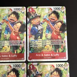 4 One Piece Ace & Sabo & Luffy - Carrying On His Will OP13-007 SR Foil NM - Image 3
