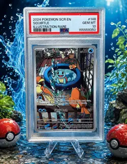 Pokemon Stellar Crown Squirtle 148/142 Illustration Rare Holo PSA 10 GEM MINT - Image 1