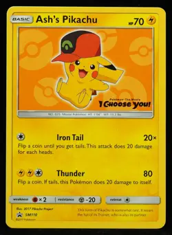 Ash's Pikachu #SM110 Promo NM Pokemon Card - Image 1