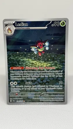 Ledian Pokemon TCG Sv07: Stellar Crown Holo Card 144/142, Near Mint Condition - Image 1