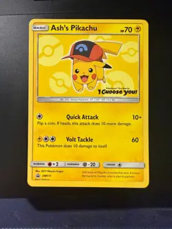 Pokemon TCG Ash's Pickachu card I Choose You Promo Yellow SM111 - Image 1