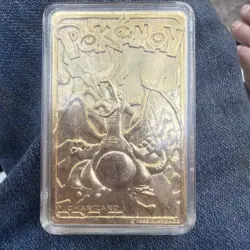 1999 Pokemon Burger King 23K Gold Plated Charizard Card #06 & Poke Ball Vintage - Image 1