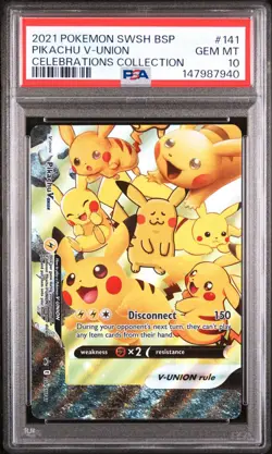 2021 POKEMON SWSH BLACK STAR PROMO #141 PIKACHU V-UNION PSA 10 - Image 1