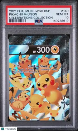 2021 Pokemon Swsh Black Star Promo Pikachu V-Union Celebrations PSA 10 #140 - Image 1