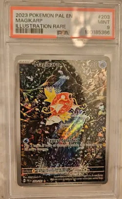 Pokemon TCG Magikarp Holo Card Paldea Evolved Illustration, Rare, PSA 9, 203/193 - Image 1