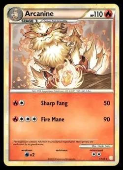 Arcanine 1/123 Holo Rare HeartGold & SoulSilver Pokemon MP - Image 1