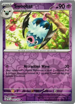Pokemon TCG Swoobat 033/091 Reverse Holo Paldean Fates NM - Image 1