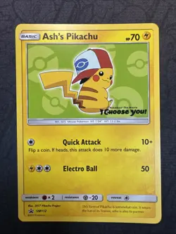 Ash's Pikachu SM112 Black Star Promo Pokemon - Image 1