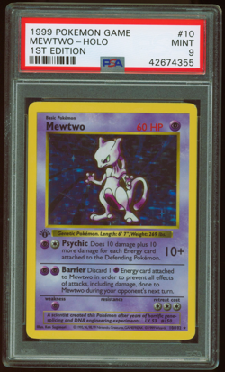 1999 POKEMON BASE SET 1ST EDITION #10 MEWTWO HOLO PSA 9 MINT - Image 1