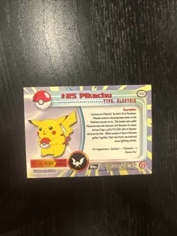 Pokemon 1999 Topps TV Animation Edition Pikachu #25 Foil Holo Black Logo Damaged - Image 2