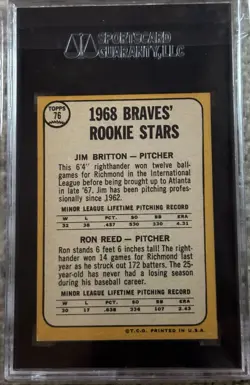 1968 Topps #76 Reed/Britton Rookie SGC 10 Rare High Grade - Image 2