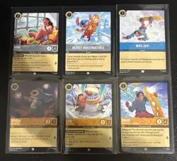 Disney Lorcana Lilo & Stitch Theme 6 Card Lot Lilo/Stitch/Nani/David/Wipe Out! - Image 1