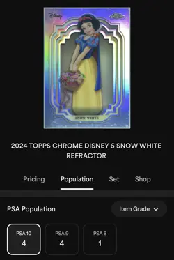 Snow White 2024 Topps Chrome Disney #6 Refractor PSA 10 - Image 3