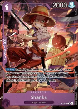 Shanks (065) (Alternate Art) OP13-065 Rare Carrying On His Will One Piece NM - Image 1
