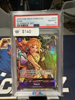 2025 One Piece TCG NAMI Rare Alternate Art PRB02-012 PSA 10 English - Image 1