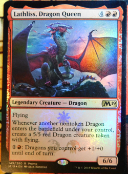 MTG - Lathliss, Dragon Queen; M19 Media Promo Foil - Excellent Condition - Image 1