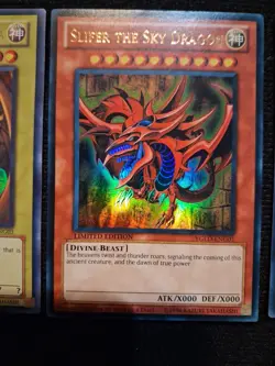 YuGiOh Egyptian God Set YGLD Ultra Rare Slifer Ra Obelisk Anime Color Back NM - Image 4