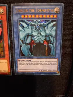 YuGiOh Egyptian God Set YGLD Ultra Rare Slifer Ra Obelisk Anime Color Back NM - Image 5