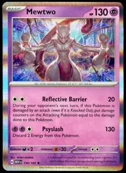 Pokemon TCG Mewtwo 150/165 2023 Scarlet & Violet 151 Holo Rare Card - NM - Image 1