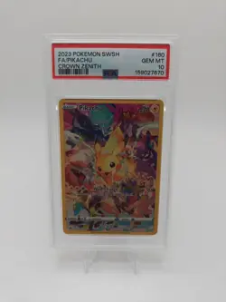 2023 POKEMON SWORD & SHIELD CROWN ZENITH #160 FULL ART/PIKACHU PSA 10 - Image 1
