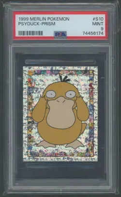 1999 Merlin Pokemon Psyduck Prism #S10 PSA 9 Mint - Image 1