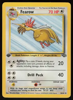 Pokemon Fearow Uncommon 1st Edition Jungle 36/64 NM - Image 1