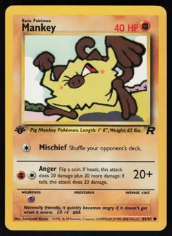 Pokemon Mankey Common 1st Edition Team Rocket 61/82 NM - Image 1