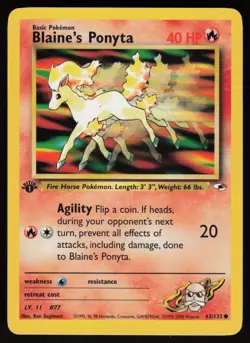 Pokemon Blaine's Ponyta Common 1st Edition Gym Heroes 063/132 NM - Image 1