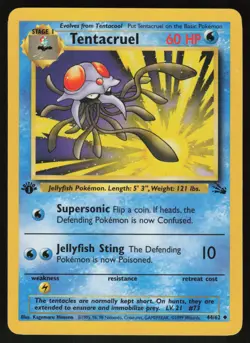 Pokemon Tentacruel Uncommon 1st Edition Fossil 44/62 NM - Image 1