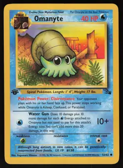 Pokemon Omanyte Common 1st Edition Fossil 52/62 NM - Image 1